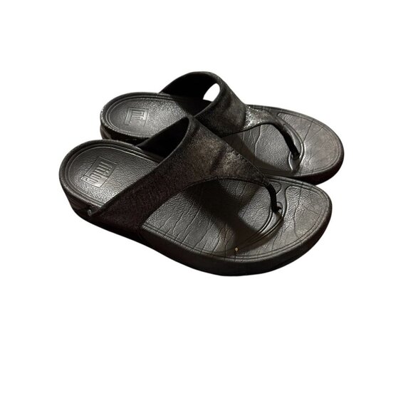Fitflop Womens Black Thong Sandals Slip-On Comfort Shoes Size US 7 fair cond. - Picture 2 of 10